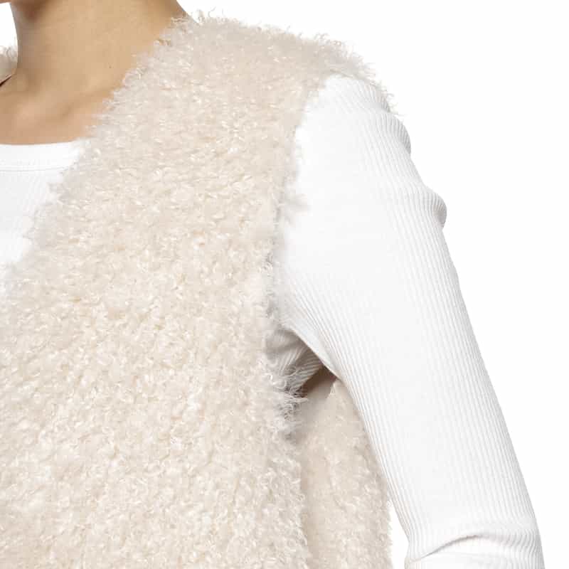 BARNEYS NEW YORK フェイクファー リバーシブル ロングベスト OFF WHITE