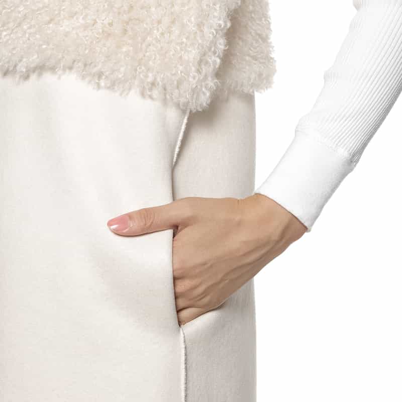 BARNEYS NEW YORK フェイクファー リバーシブル ロングベスト OFF WHITE