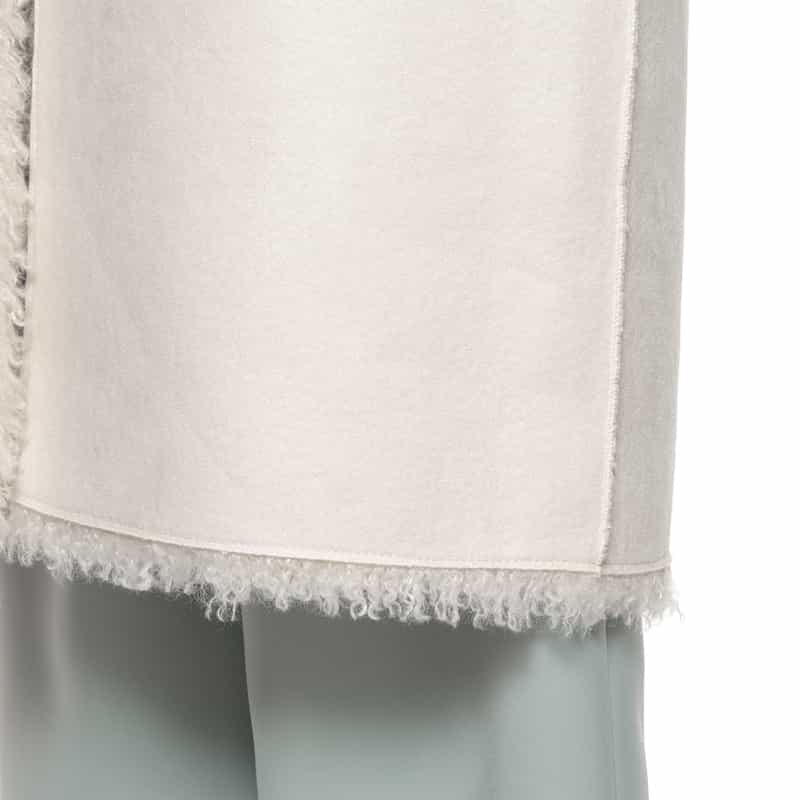 BARNEYS NEW YORK フェイクファー リバーシブル ロングベスト OFF WHITE