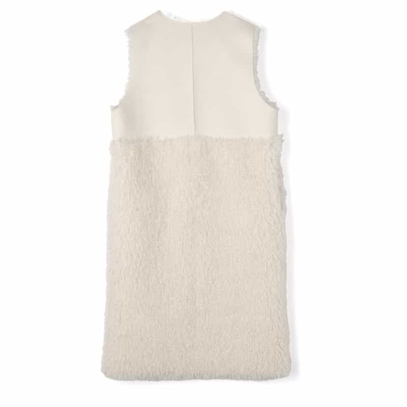 BARNEYS NEW YORK フェイクファー リバーシブル ロングベスト OFF WHITE