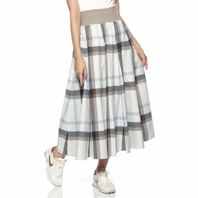 BARNEYS NEW YORK ウォッシャブル チェック柄リバーシブルスカート BEIGE