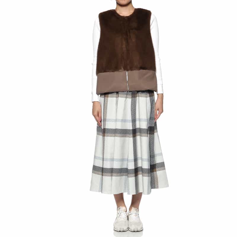 BARNEYS NEW YORK ウォッシャブル チェック柄リバーシブルスカート BEIGE