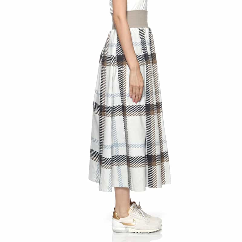 BARNEYS NEW YORK ウォッシャブル チェック柄リバーシブルスカート BEIGE