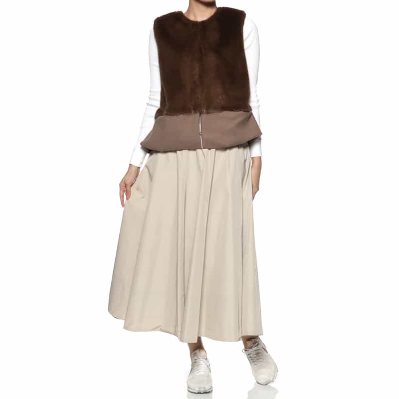 BARNEYS NEW YORK ウォッシャブル チェック柄リバーシブルスカート BEIGE