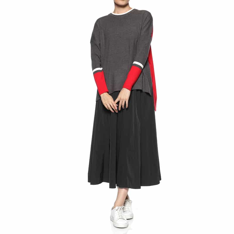 BARNEYS NEW YORK ウォッシャブル チェック柄リバーシブルスカート BLACK