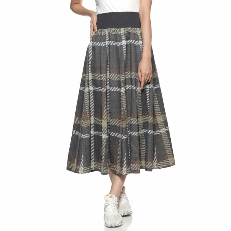 BARNEYS NEW YORK ウォッシャブル チェック柄リバーシブルスカート GRAY