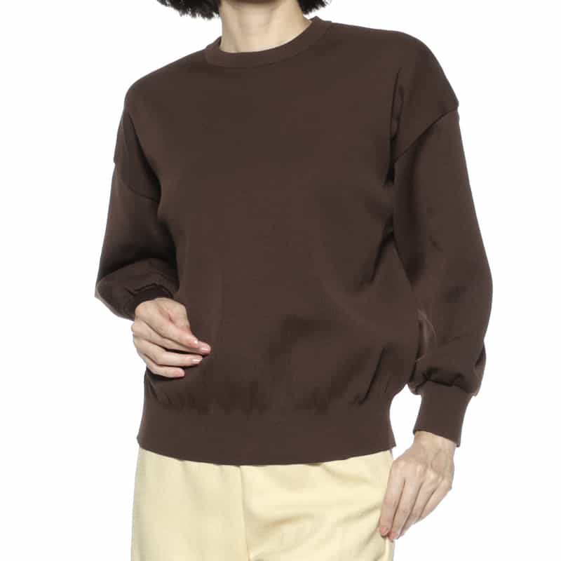 BARNEYS NEW YORK ウォッシャブル クルーネックニットプルオーバー BROWN