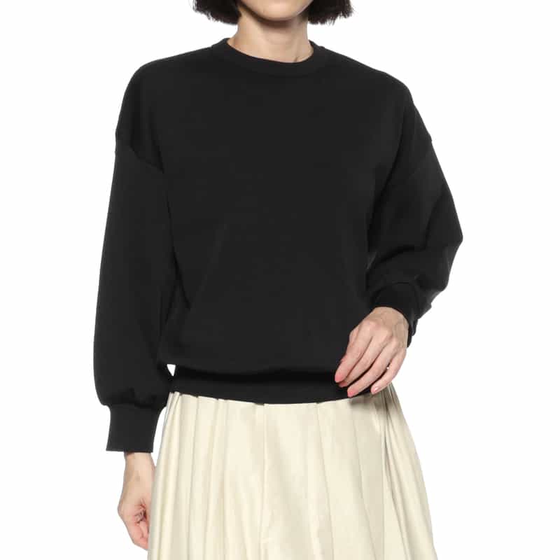 BARNEYS NEW YORK ウォッシャブル クルーネックニットプルオーバー BLACK