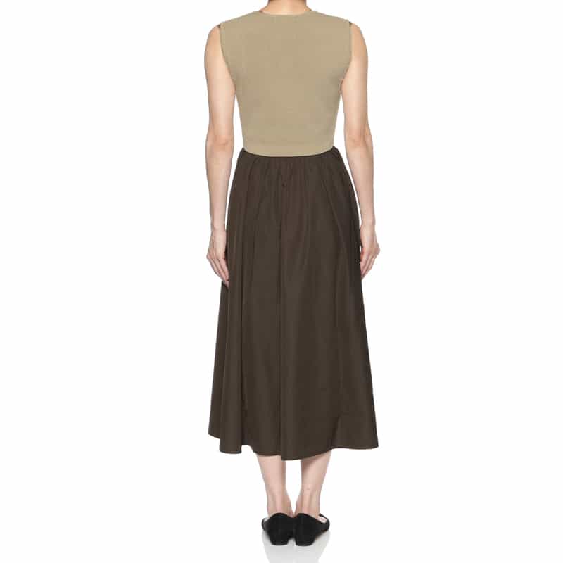 BARNEYS NEW YORK ミラノリブニット切替ドレス BEIGE