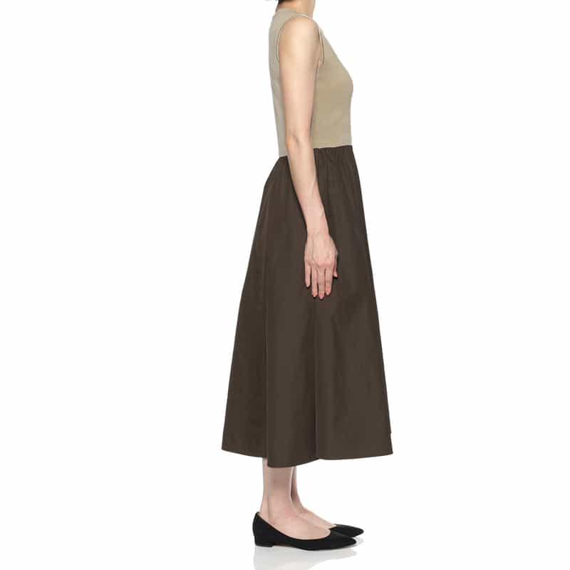 BARNEYS NEW YORK ミラノリブニット切替ドレス BEIGE