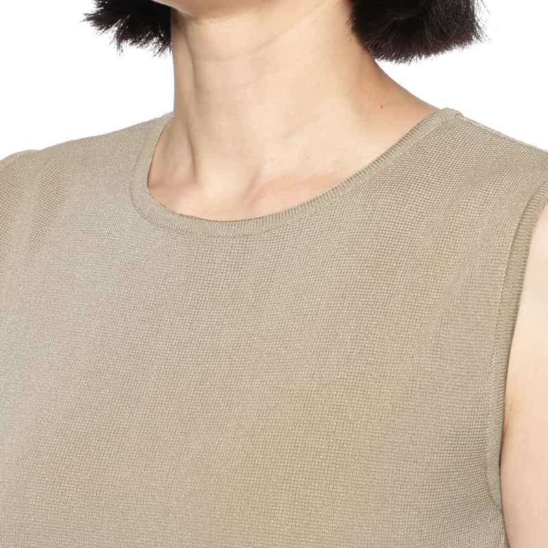 BARNEYS NEW YORK ミラノリブニット切替ドレス BEIGE