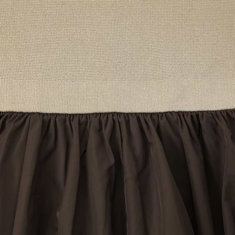 BARNEYS NEW YORK ミラノリブニット切替ドレス BEIGE