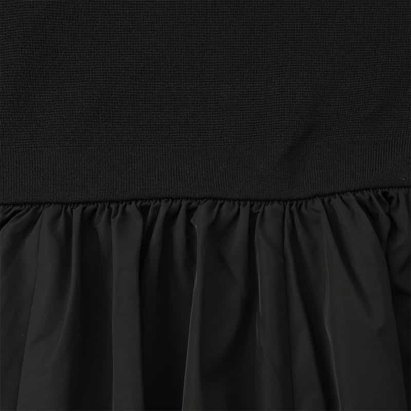 BARNEYS NEW YORK ミラノリブニット切替ドレス BLACK