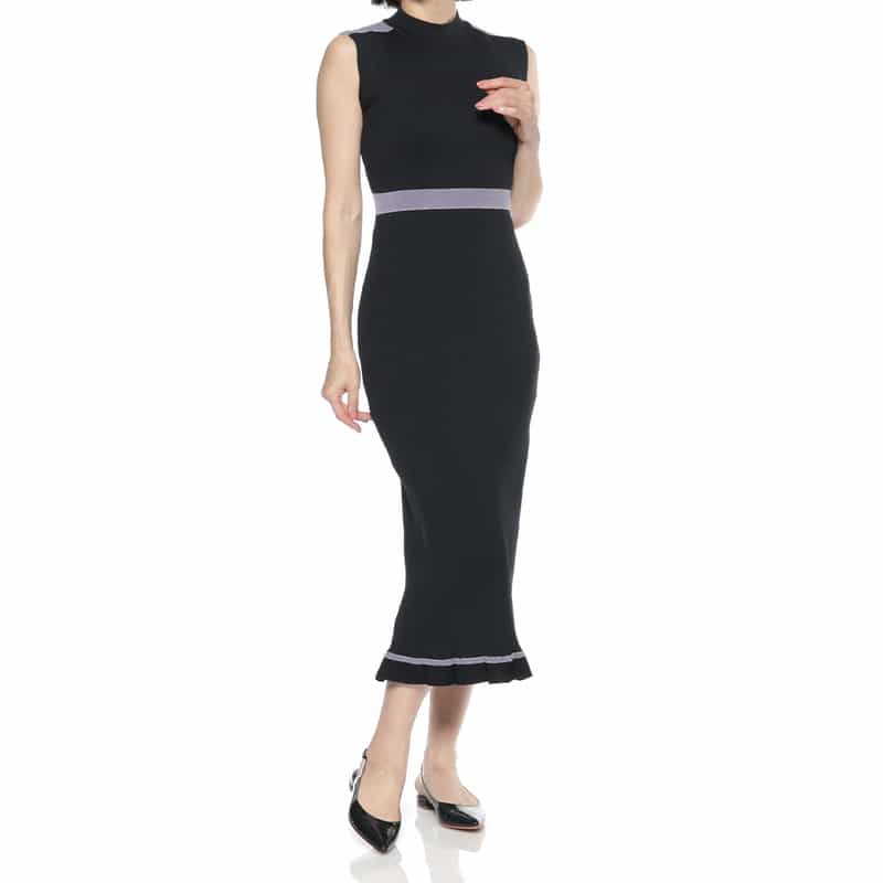 BARNEYS NEW YORK ウォッシャブル ノースリーブニットドレス PURPLE