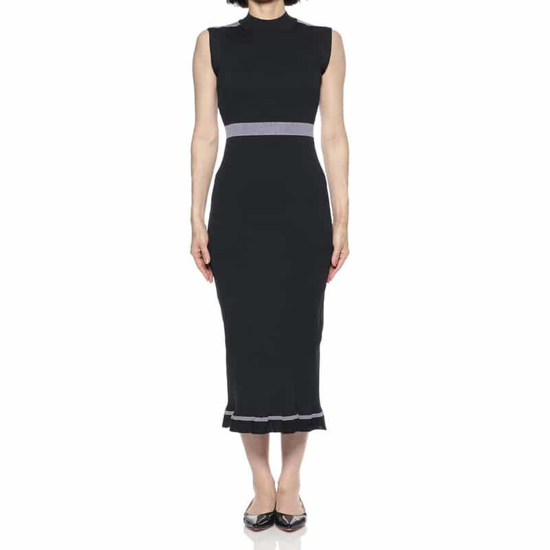 BARNEYS NEW YORK ウォッシャブル ノースリーブニットドレス PURPLE