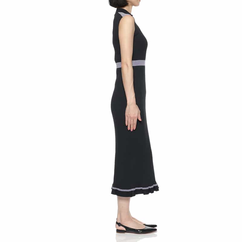 BARNEYS NEW YORK ウォッシャブル ノースリーブニットドレス PURPLE