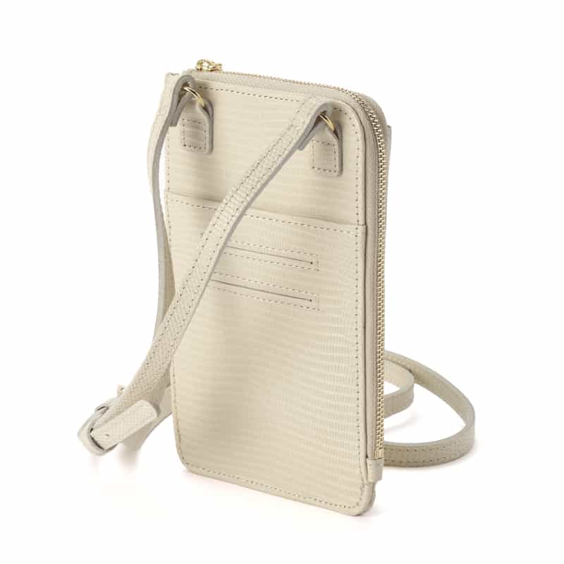 BARNEYS NEW YORK 型押しレザーフォーンバッグ IVORY