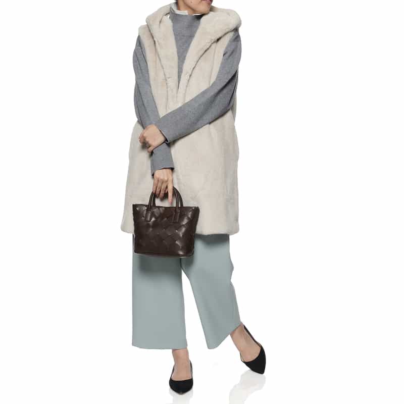 BARNEYS NEW YORK メッシュ編みミニトートバッグ BROWN