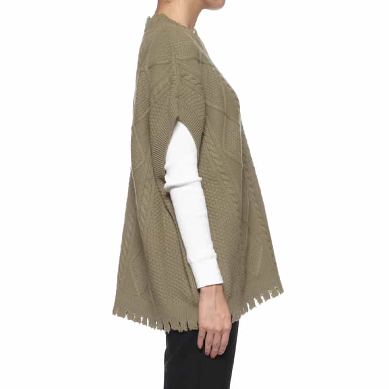 DAWEI DAWEI＜ダウェイ＞ ハーフスリーブ ケーブルニットプルオーバー BEIGE