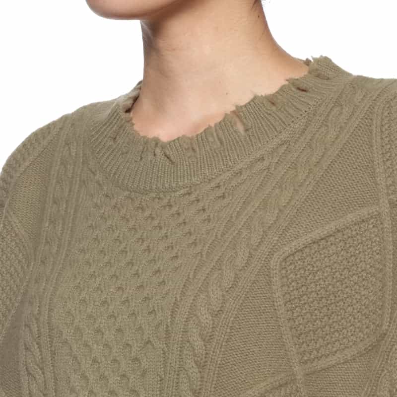 DAWEI DAWEI＜ダウェイ＞ ハーフスリーブ ケーブルニットプルオーバー BEIGE