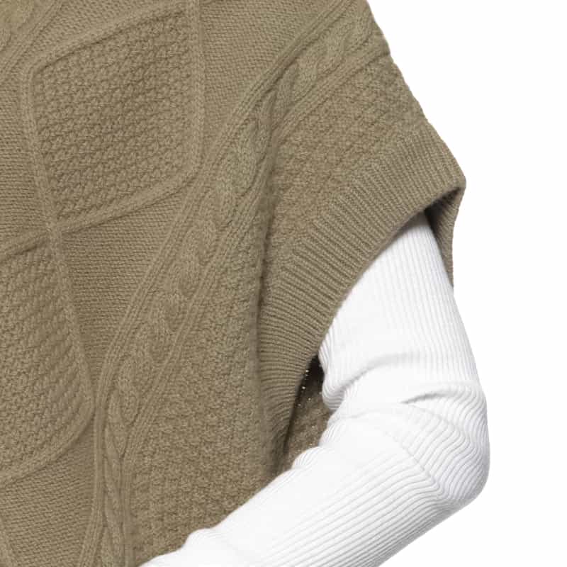 DAWEI DAWEI＜ダウェイ＞ ハーフスリーブ ケーブルニットプルオーバー BEIGE