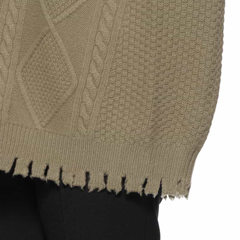 DAWEI DAWEI＜ダウェイ＞ ハーフスリーブ ケーブルニットプルオーバー BEIGE