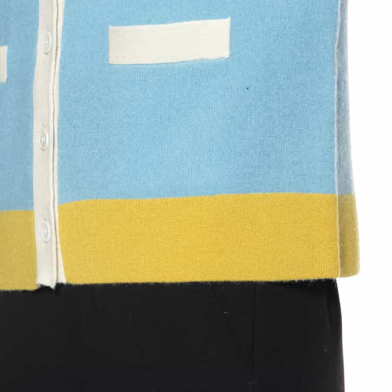 BARNEYS NEW YORK カシミヤ バイカラーニットカーディガン LIGHT BLUE