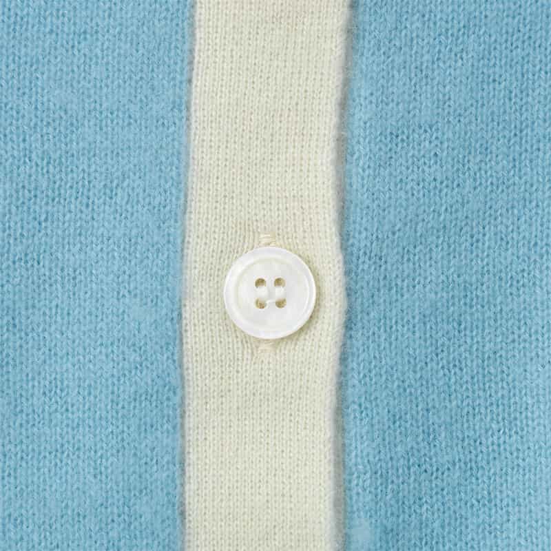 BARNEYS NEW YORK カシミヤ バイカラーニットカーディガン LIGHT BLUE
