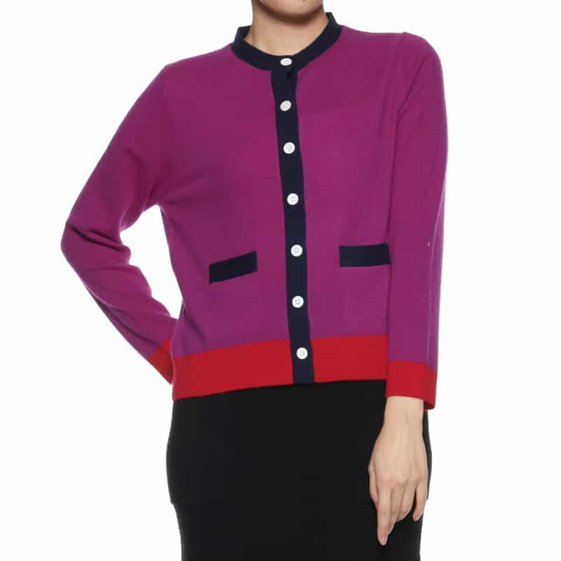 BARNEYS NEW YORK カシミヤ バイカラーニットカーディガン PINK