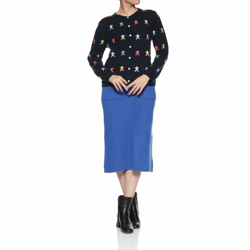 BARNEYS NEW YORK カシミヤ スター柄ニットカーディガン NAVY