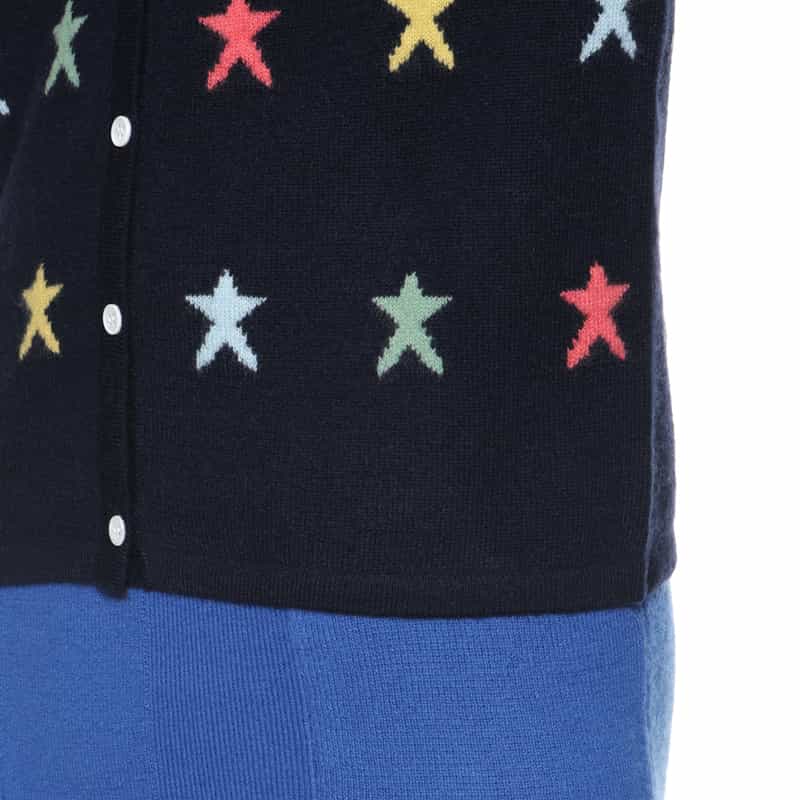 BARNEYS NEW YORK カシミヤ スター柄ニットカーディガン NAVY