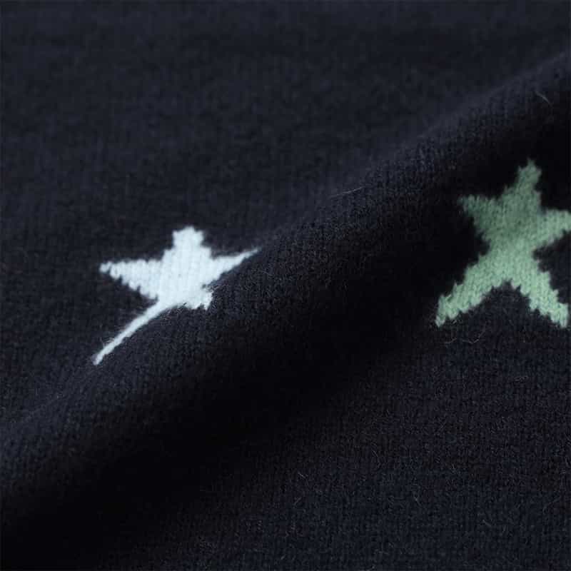 BARNEYS NEW YORK カシミヤ スター柄ニットカーディガン NAVY