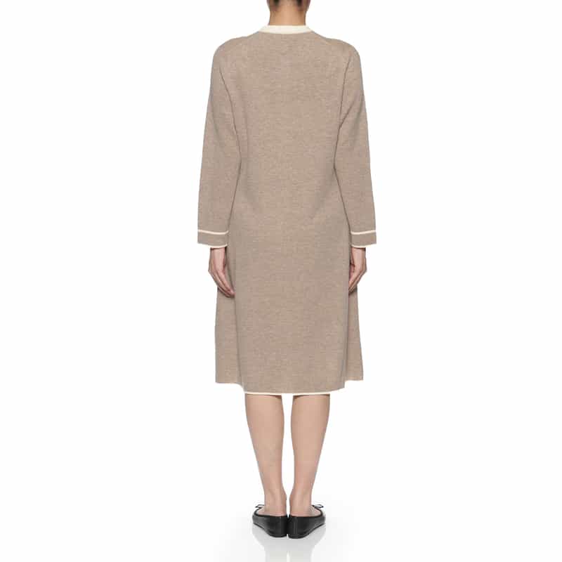 BARNEYS NEW YORK ウールカシミヤ素材 バイカラーニットドレス BEIGE