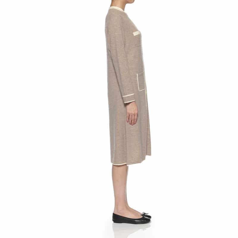 BARNEYS NEW YORK ウールカシミヤ素材 バイカラーニットドレス BEIGE