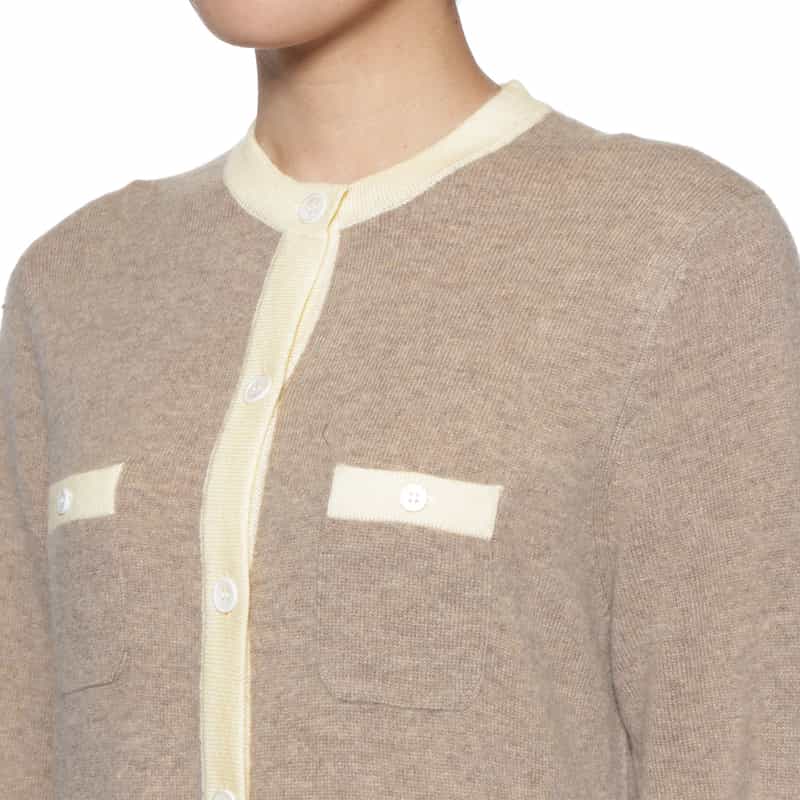 BARNEYS NEW YORK ウールカシミヤ素材 バイカラーニットドレス BEIGE