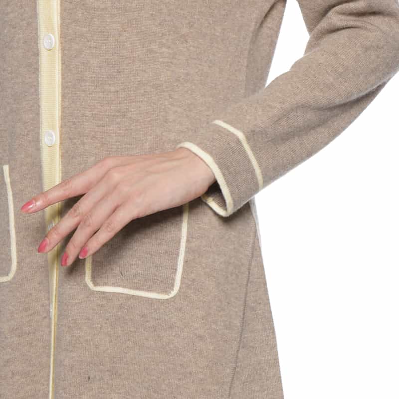 BARNEYS NEW YORK ウールカシミヤ素材 バイカラーニットドレス BEIGE