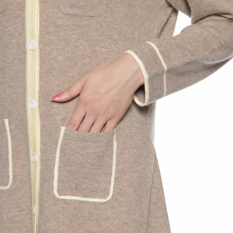 BARNEYS NEW YORK ウールカシミヤ素材 バイカラーニットドレス BEIGE