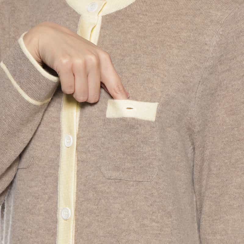BARNEYS NEW YORK ウールカシミヤ素材 バイカラーニットドレス BEIGE