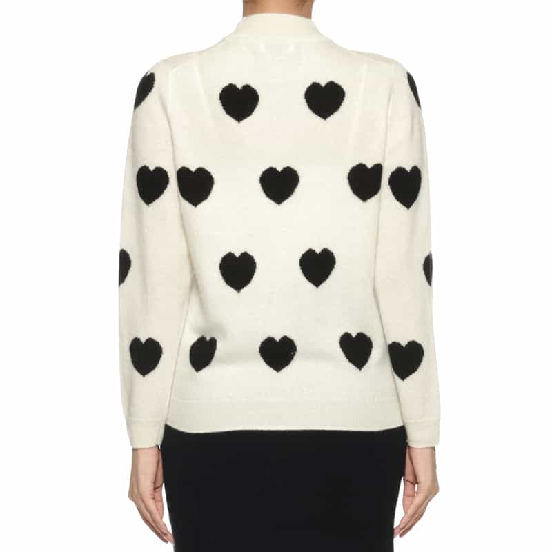 BARNEYS NEW YORK カシミヤ ハート柄ニットプルオーバー WHITE