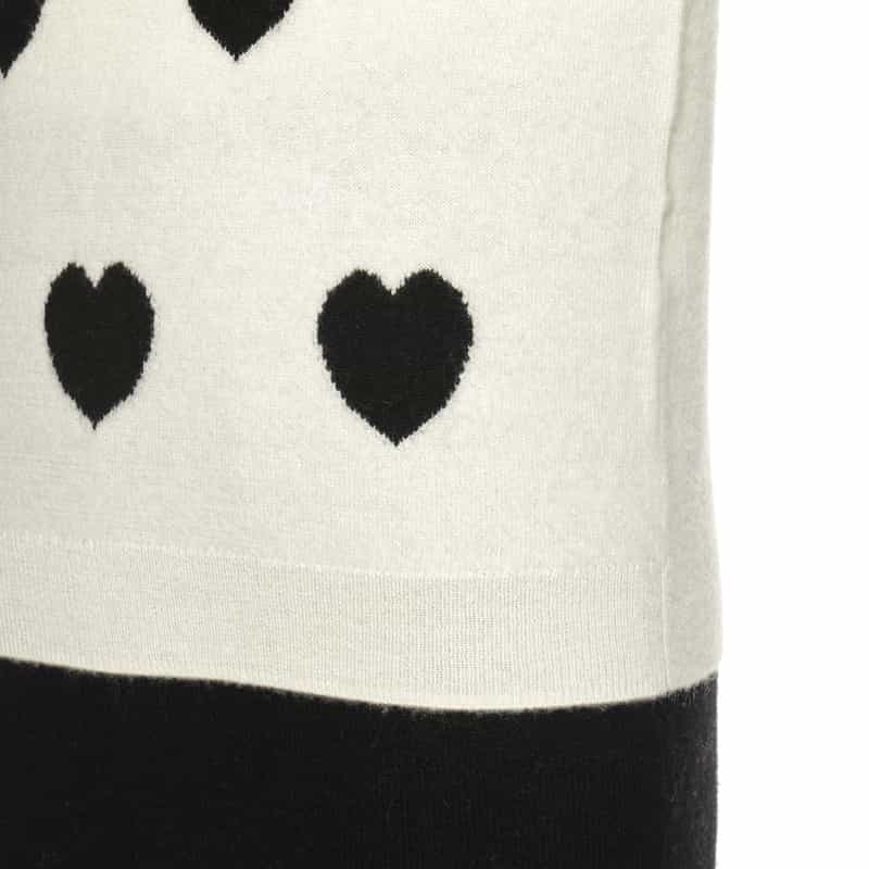 BARNEYS NEW YORK カシミヤ ハート柄ニットプルオーバー WHITE