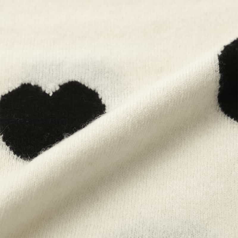 BARNEYS NEW YORK カシミヤ ハート柄ニットプルオーバー WHITE