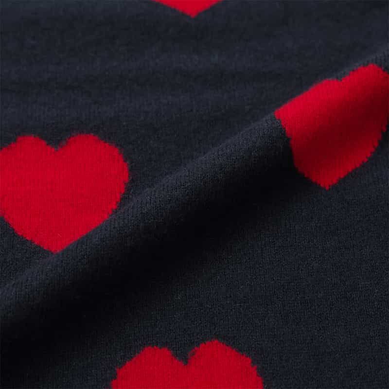 BARNEYS NEW YORK カシミヤ ハート柄ニットプルオーバー NAVY