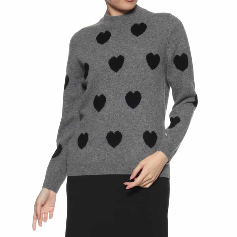 BARNEYS NEW YORK カシミヤ ハート柄ニットプルオーバー BLACK