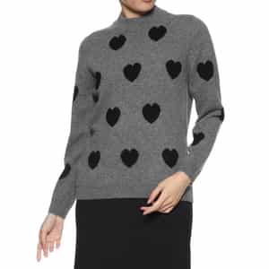 カシミヤ ハート柄ニットプルオーバー