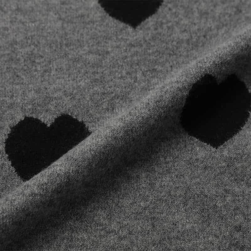 BARNEYS NEW YORK カシミヤ ハート柄ニットプルオーバー BLACK