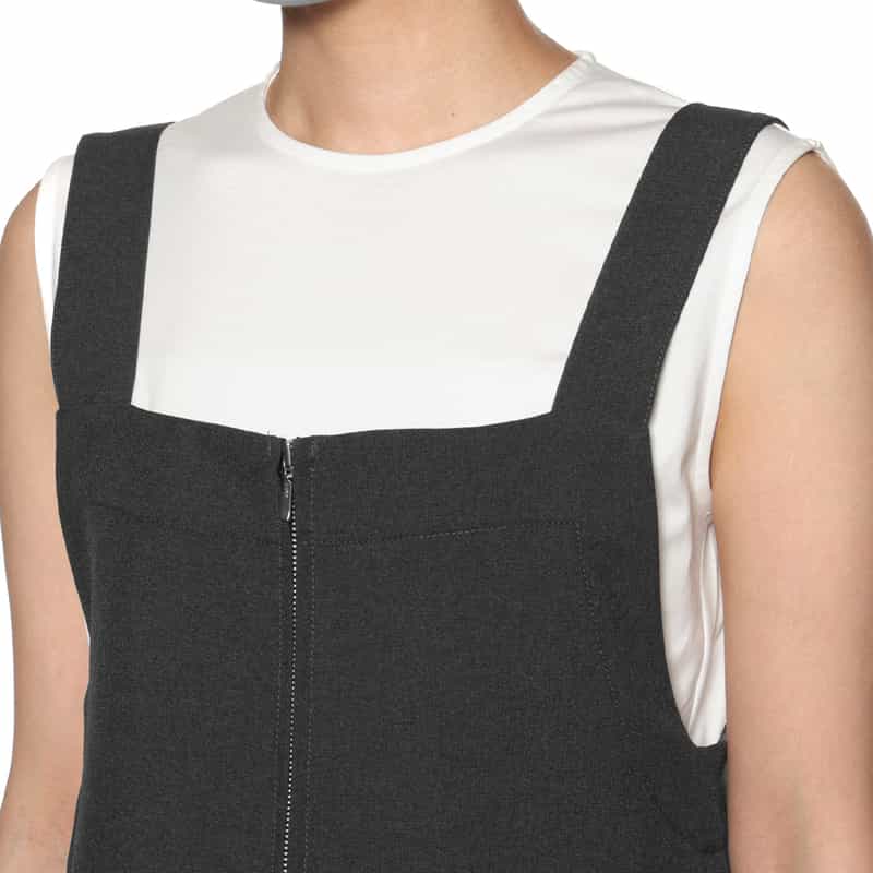 BARNEYS NEW YORK ウォッシャブル ジップアップオールインワン DARK GRAY