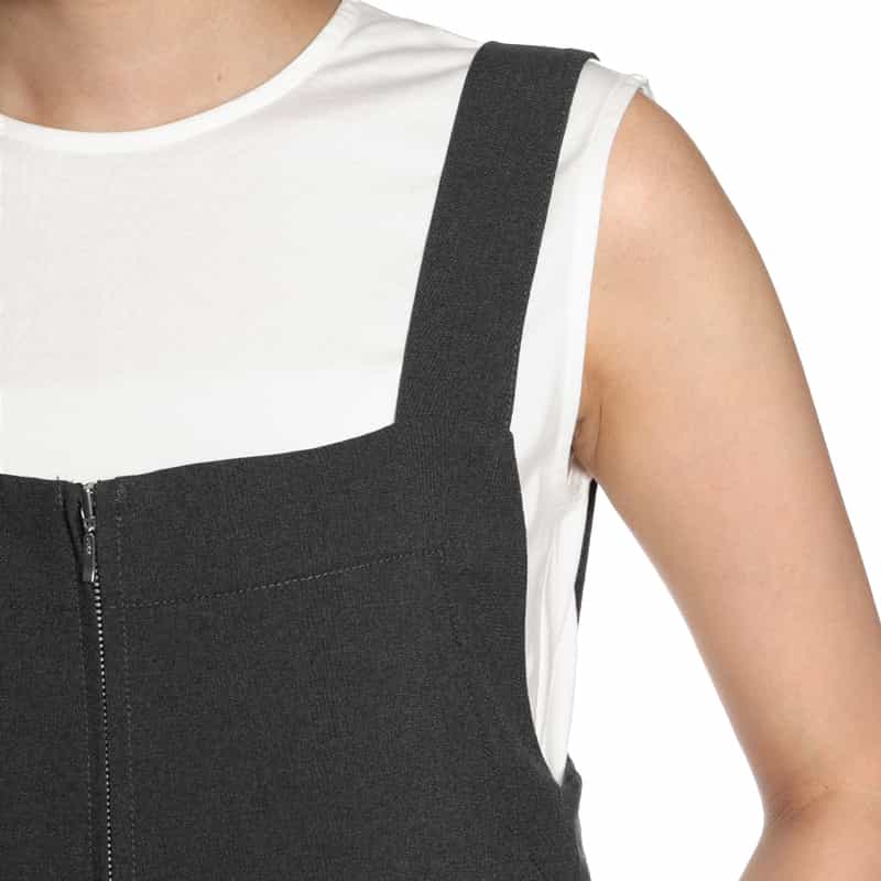 BARNEYS NEW YORK ウォッシャブル ジップアップオールインワン DARK GRAY