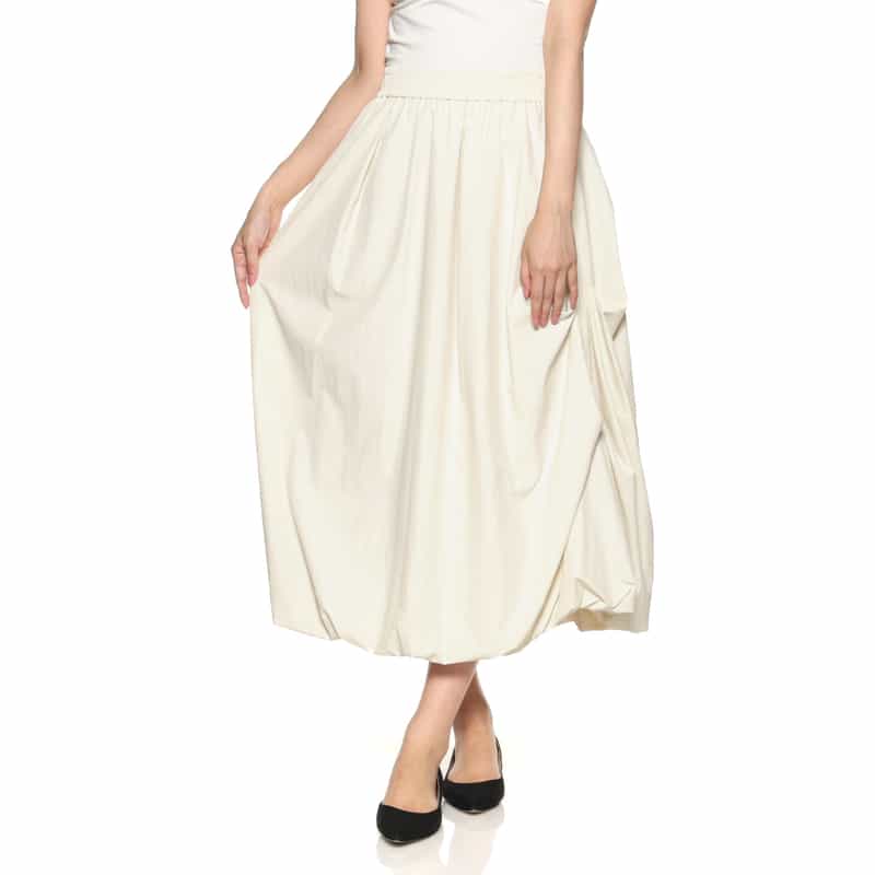 BARNEYS NEW YORK ウォッシャブル ギャザーバルーンスカート IVORY