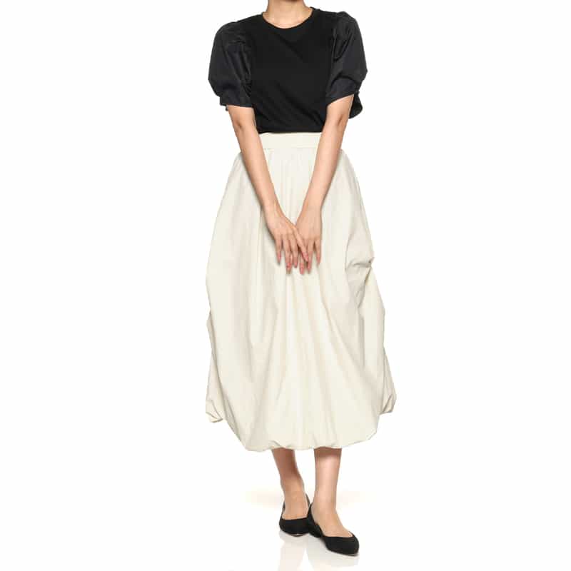 BARNEYS NEW YORK ウォッシャブル ギャザーバルーンスカート IVORY