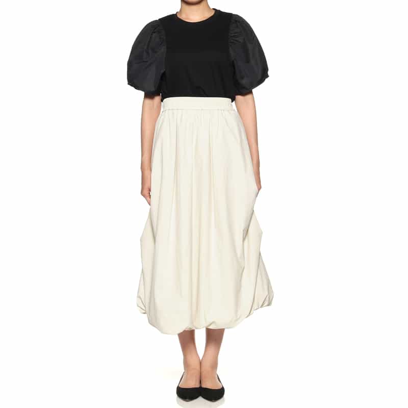 BARNEYS NEW YORK ウォッシャブル ギャザーバルーンスカート IVORY